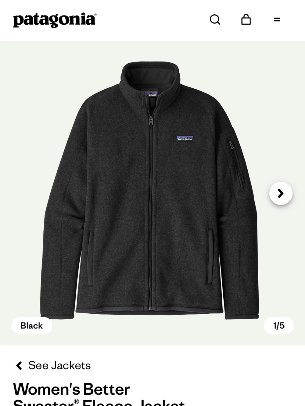 Patagonia Better Sweater Black Full-Zip Jacket